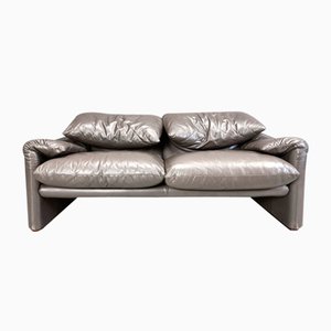 Leder Maralunga Sofa Set von Vico Magistretti für Cassina, 1973, 2er Set