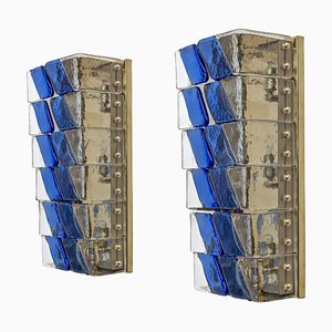 Mid-Century Italian Modern Style Murano Glass and Brass Sconces, 1980, Set of 2