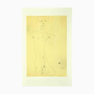 Egon Schiele, Standing Male Nude, Lithograph, 2007
