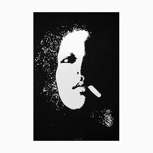 Giacomo Porzano, Smoker in Black, Etching, 1974