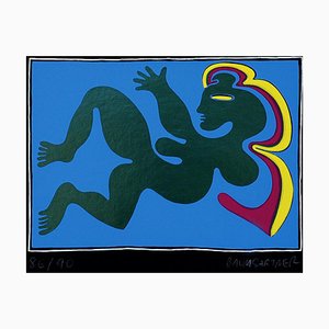 Fritz Baumgartner, Woman in Blue, Lithograph, 1970s