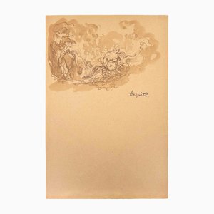 Louis Anquetin, Lovers, Ink & Pencil Drawing, Early 20th Century