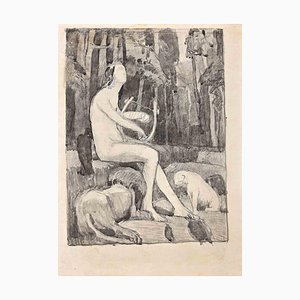 Gustave Bourgogne, Orpheus, Mixed Media Drawing, 1940s