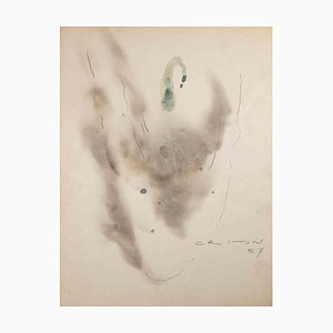 Jean Criton, Abstract Composition, Mixed Media Drawing, 1957