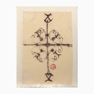 Suzanne Tourte, Decorative Cross, Pastel Drawing, Early 20th Century