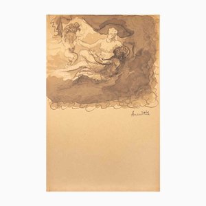 Louis Anquetin, Lovers, Ink Drawing, Early 20th Century