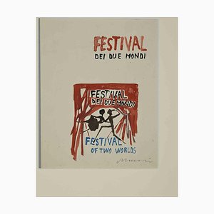 Mino Maccari, Festival of Two Worlds, Watercolor, 1960s