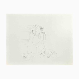Buscot, Portrait of Mother and Child, Drawing on Paper, 1950s