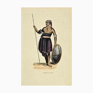 Auguste Wahlen, Guerrier de L'ile Sawoe, Lithograph, 1844