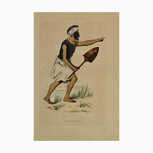 Lithographie, Auguste Wahlen, Guerrier de Tonga Tabou, 1844