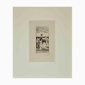 Alberto Martini, Ex Libris Giorgio Balbi, Woodcut, Mid-20th Century