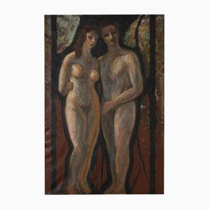 After Edgar Stoebel, The Couple, Oil Painting, Mid-20th Century