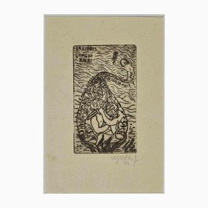 Franco Rognoni, Ex Libris Giorgio Balbi, Woodcut, 1944