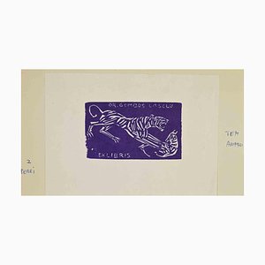 Zoltan Perei, Ex Libris, Dr. Gombos Laszlo, Woodcut, 1974