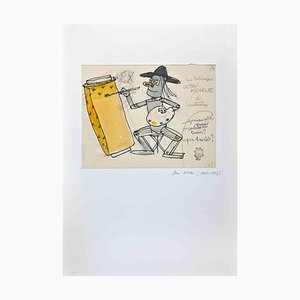 Jean Effel, The Artist, Mixed Media Drawing, Mitte des 20. Jahrhunderts