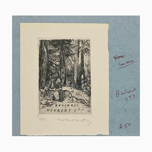 Herbert Ott, Ex-Libris, Woodcut, 1970