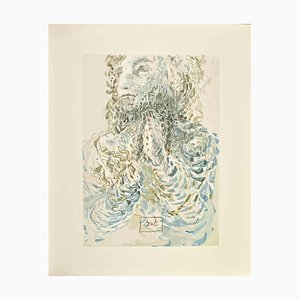 Salvador Dali, Cacciaguida Sees Dante’s Exile in God, Woodcut, 1963