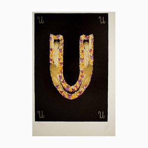 Erté, Letter U, Lithograph and Screen Print, 1950