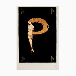 Erté, Letter P, Lithograph and Screen Print, 1976