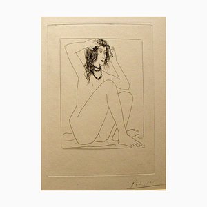 Pablo Picasso, Femme Nue se Couronnant de Fleurs, Etching, 1930
