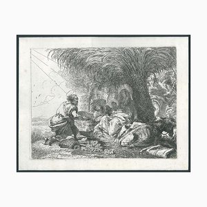Giovanni Domenico Tiepolo, Giuseppe Adora il Bambino sotto una Palma, Etching by G.D. Tiepolo