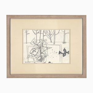 Henry Cliffe, Composition, Pencil Drawing, 1980