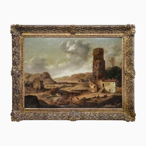 Daniel Van Heil, Paisaje del Alto Lacio, década de 1600, óleo a bordo