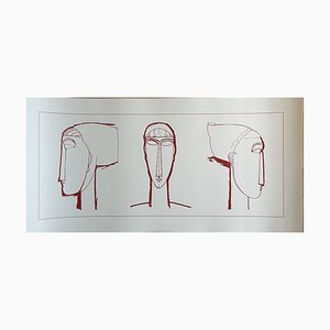 A. Modigliani, Tetes (Rot), Siebdruck