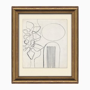 Henry Cliffe, Estudio abstracto tardío, 1980, Lápiz, Enmarcado