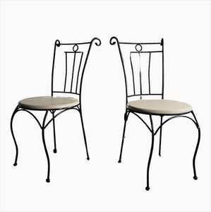 Handmade Wrought Iron Chairs, Set of 4