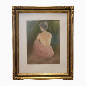 Rioux, Mujer Intimista, 1970s, Gouache, Framed