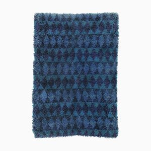 Tappeto Mid-Century moderno a rombi blu, Svezia, anni '50