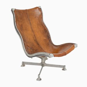 Chaise Pivotante en Cuir de Vache par Rudolf Szedleczky, 1960s
