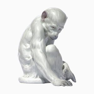 Art Deco Porcelain Monkey from Gebrüder Heubach, Germany, 1920