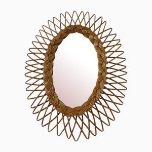 Italian Rattan Mirror, 1960s
