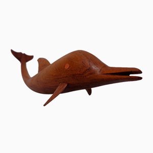Scultura di delfino in teak, Danimarca, anni '60