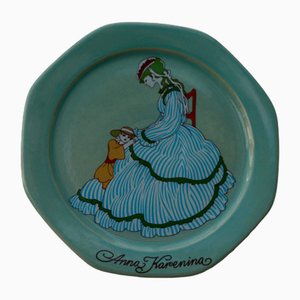 Targa da parete Anna Karenina vintage in gres di Ake Arenhill per Hoganas, Svezia