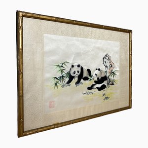 Chinesischer Vintage Wandteppich aus Seide mit Pandas, 1960er