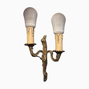 Vintage Two-Arm Brass Wall Sconce, 1940s
