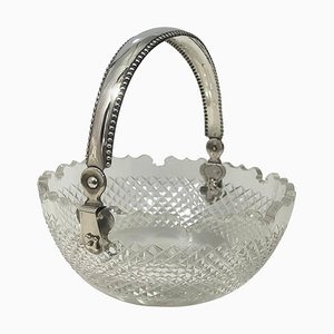 Ciotola in cristallo con manico in argento, Olanda, 1903