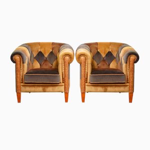 English Chesterfield Club Chairs, Set of 4