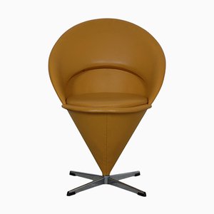 Cone Chair in Yellow Leather from Verner Panton, 1990s
