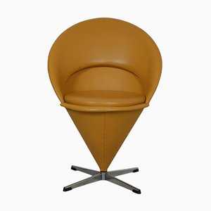 Cone Chair in Yellow Leather from Verner Panton, 1990s