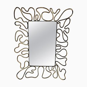Miroir Mid-Century en Laiton dans le style de Gio Ponti Style, Italie, 1950s