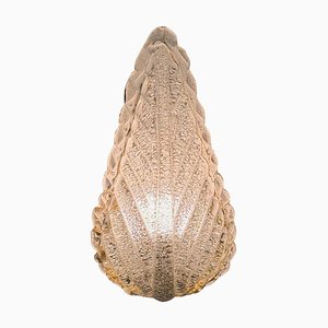Single Leaf Sconce in Pulegoso Glass with Gold Accents attributed to Barovier & Toso, 1950s