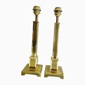 Lampes de Bureau Regency Style Art Déco Vintage en Laiton, 1970, Set de 2