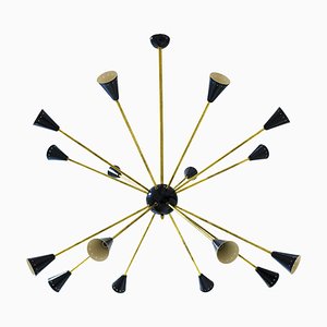 Lampadario Sputnik Mid-Century in ottone, anni '60