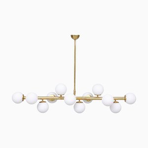 Brass Glass Spheres Suspension Lamp