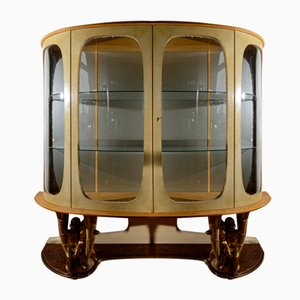 Rounded Display Cabinet in Parchment with Golden Cherubs, 1950