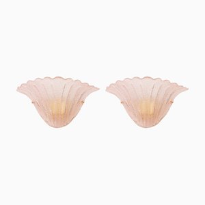 Rosa Murano Glas Wandleuchten mit Grit, 1990er, 2er Set